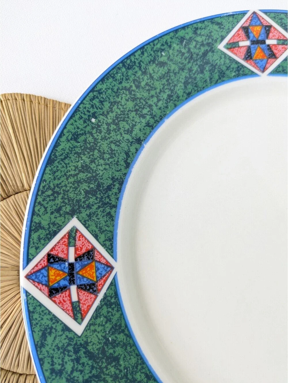1990s Geometric / Southwestern Pattern Stonewear Plates (2), Lynn's Avanel